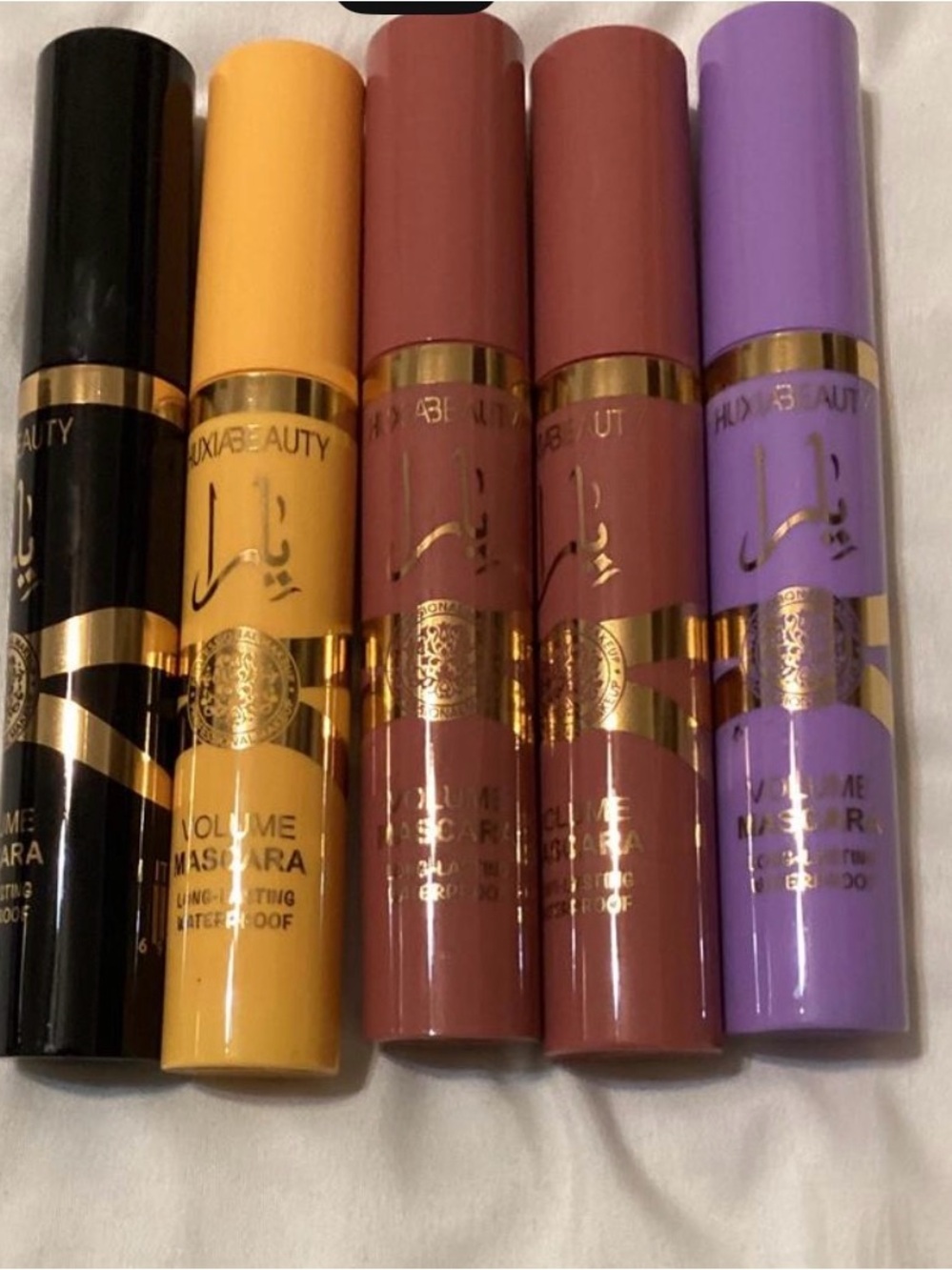 Volume Mascara Set of 5 Assorted Colors (Black, Yellow, Mauve, Rose, Lavender